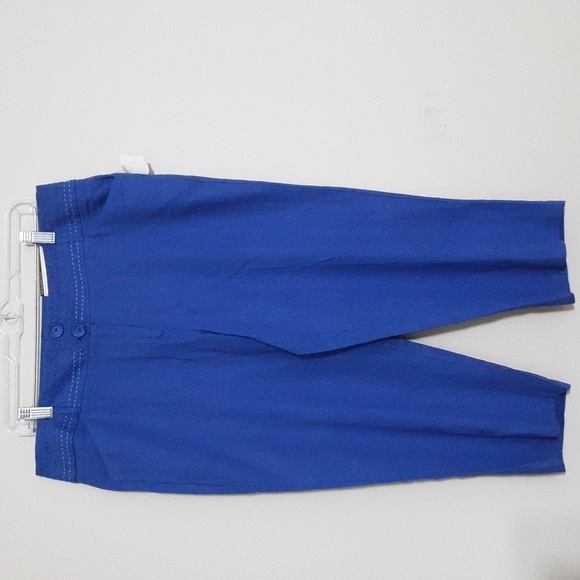 Cato Blue Cropped Pants Linen Women 12 Embroidered Vacation Office Casual Boho - Picture 8 of 8